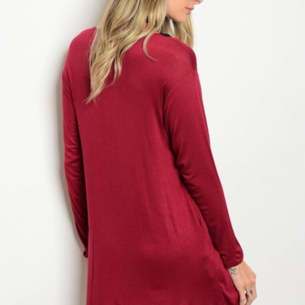 Red long sleeve lace up Tunic/Dress - Picture 2 of 3